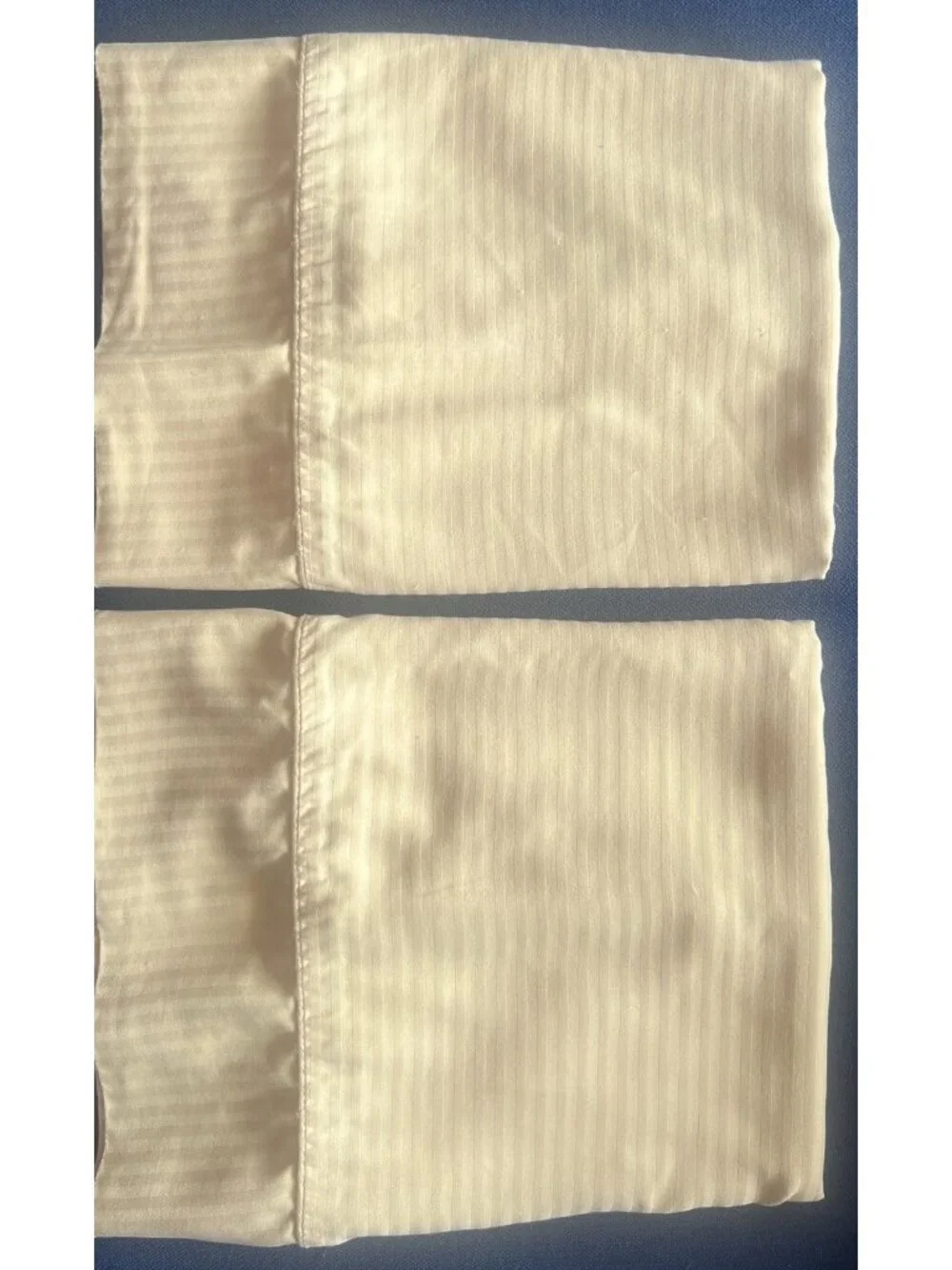 Pair ROYAL SATEEN Pillowcases KING Size Yellow 100% Egyptian Cotton Muted Stripe